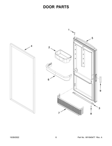 Door Parts Diagram and Parts List for GARF30FDGB04  Whirlpool Refrigerator