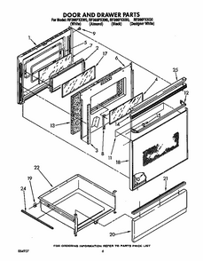 Door And Drawer Diagram and Parts List for RF3660XXW0  Whirlpool Range