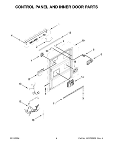 Control Panel And Inner Door Parts Diagram and Parts List for WDT970SAKV3  Whirlpool Dishwasher