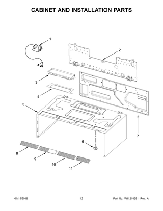 Cabinet And Installation Parts Diagram and Parts List for WML55011HW0  Whirlpool Microwave
