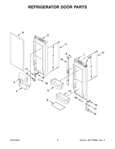 05 - Refrigerator Door Parts Diagram and Parts List for KRFF305EBS08  Whirlpool Refrigerator