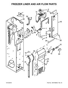 Freezer Liner And Air Flow Parts Diagram and Parts List for KSSC36QTS10  KitchenAid Refrigerator