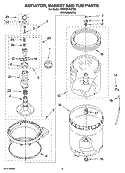 AGITATOR, BASKET AND TUB PARTS Diagram and Parts List for 7MWT98910TM0  Whirlpool Washer