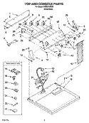 TOP AND CONSOLE PARTS Diagram and Parts List for WED5810SW0  Whirlpool Dryer