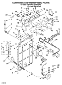 CONTROLS AND REAR PANEL PARTS Diagram and Parts List for LSQ9660PG2  Whirlpool Washer