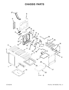 Chassis Parts Diagram and Parts List for KFES530ESS1  KitchenAid Range