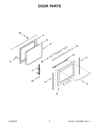 Door Parts Diagram and Parts List for YWEE750H0HZ0  Whirlpool Range