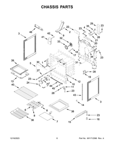 Chassis Parts Diagram and Parts List for WFE975H0HV5  Whirlpool Range