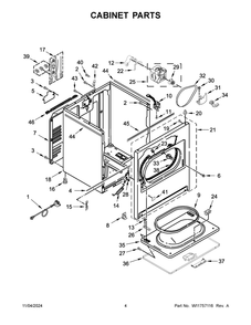 03 - Cabinet Parts Diagram and Parts List for CDGW7011RW0  Whirlpool Dryer