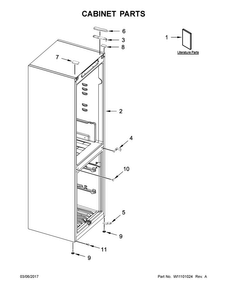 Cabinet Parts Diagram and Parts List for URB551WNGZ0  Whirlpool Refrigerator