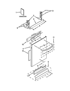 Door And Panel Parts Diagram and Parts List for 7WDT950SAYM3  Whirlpool Dishwasher