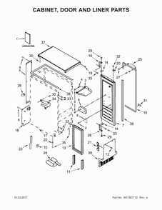 Cabinet, Door And Liner Parts Diagram and Parts List for 10689592102  Kenmore Ice Maker