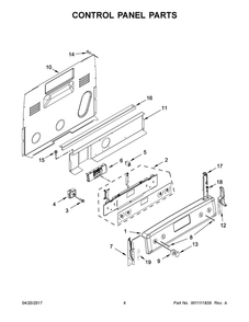 Control Panel Parts Diagram and Parts List for YKFEG510ESS2  KitchenAid Range
