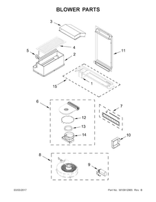 Blower Parts Diagram and Parts List for KSDG950ESS1  KitchenAid Range