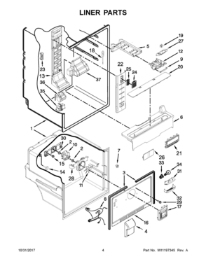 03 - LINER PARTS Diagram and Parts List for WRF560SFHB00  Whirlpool Refrigerator