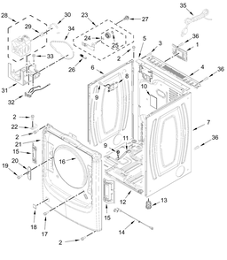 Cabinet Parts Diagram and Parts List for WGD6605MW1,WGD6605MC1  Whirlpool Dryer