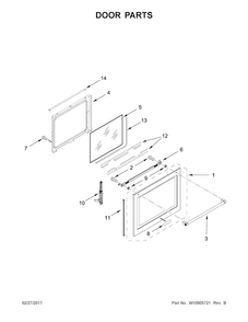 Door Parts Diagram and Parts List for KFGS530ESS2  KitchenAid Range