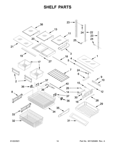 Shelf Parts Diagram and Parts List for KRFC300ESS04  Whirlpool Refrigerator