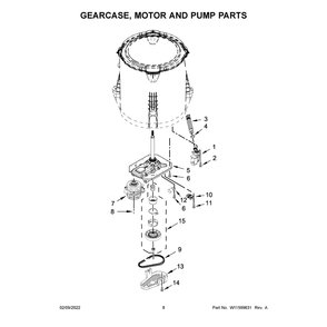 Gearcase, Motor And Pump Diagram and Parts List for WTW4816FW3  Whirlpool Washer