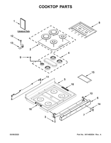 Cooktop Parts Diagram and Parts List for WFG775H0HV1  Whirlpool Range