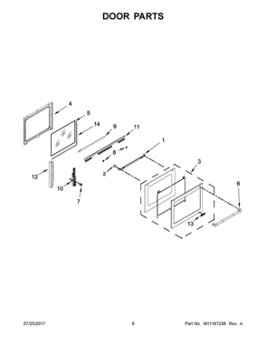 05 - DOOR PARTS Diagram and Parts List for JDS1450FP0  Whirlpool Range