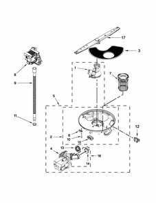 Pump And Motor Parts Diagram and Parts List for IUD6100BB2  Whirlpool Dishwasher