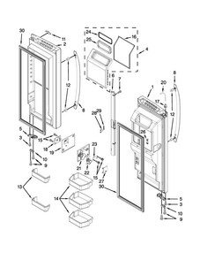 Refrigerator Door Parts Diagram and Parts List for WRX988SIBE02  Whirlpool Refrigerator