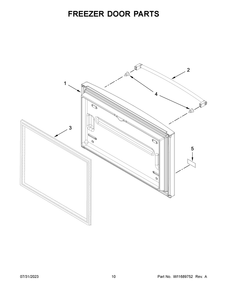 Freezer Door Parts Diagram and Parts List for KRFC300EWH09  KitchenAid Refrigerator
