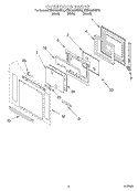 OVEN DOOR Diagram and Parts List for KEBC208HBL0  KitchenAid Wall Oven