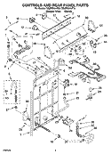 CONTROLS AND REAR PANEL PARTS Diagram and Parts List for 7MLBR8444PQ0  Whirlpool Washer