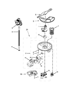 Pump, Washarm And Motor Parts Diagram and Parts List for 66513692N410  Kenmore Dishwasher