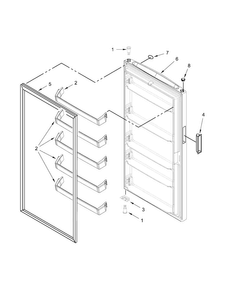Door Parts Diagram and Parts List for WZF34X18DW00  Whirlpool Freezer