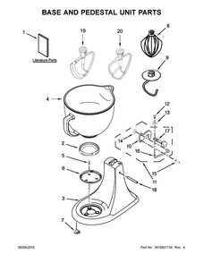 Base And Pedestal Unit Parts Diagram and Parts List for KSM106GBQGC0  KitchenAid Mixer