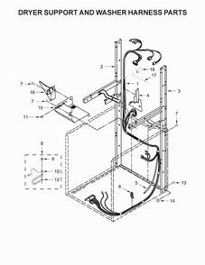 Dryer Support And Washer Harness Parts Diagram and Parts List for WET4027EW0  Whirlpool Washer Dryer Combo