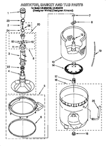 Agitator, Basket And Tub Diagram and Parts List for LSL8244EZ0  Whirlpool Washer