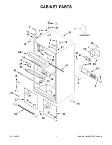 Cabinet Parts Diagram and Parts List for WRX735SDHZ04  Whirlpool Refrigerator