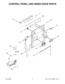 03 - Control Panel And Inner Door Parts Diagram and Parts List for JDPSS244PM1  Whirlpool Dishwasher