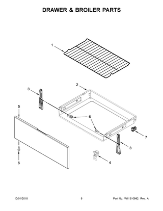 Drawer & Broiler Parts Diagram and Parts List for YIER660GS0  Whirlpool Range