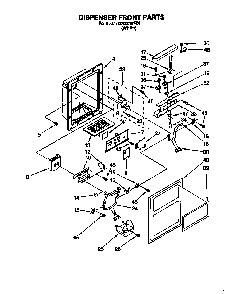 Dispenser Front Diagram and Parts List for 3XR2727FI01  Whirlpool Refrigerator