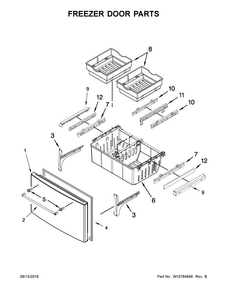 Freezer Door Parts Diagram and Parts List for KRFC400ESS00  KitchenAid Refrigerator