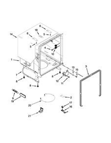 Tub And Frame Parts Diagram and Parts List for 66514313N413  Kenmore Dishwasher