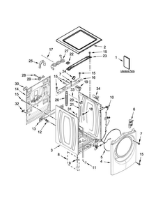 Top And Cabinet Parts Diagram and Parts List for WFW9290FC0  Whirlpool Washer