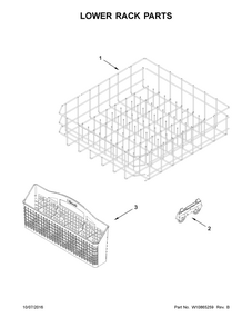 Lower Rack Parts Diagram and Parts List for 66514552N610  Kenmore Dishwasher