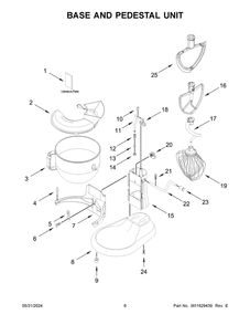 Base And Pedestal Unit Diagram and Parts List for 5KSM70SHXBBK0  KitchenAid Mixer
