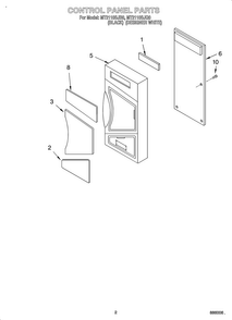 Control Panel Diagram and Parts List for OEMMT2110SJQ0  Whirlpool Microwave