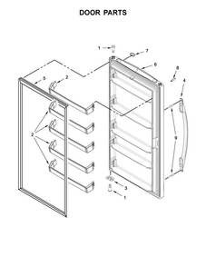 Door Parts Diagram and Parts List for WZF56R16DW01  Whirlpool Freezer