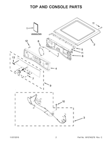 Top And Console Parts Diagram and Parts List for WED99HEDC0  Whirlpool Dryer
