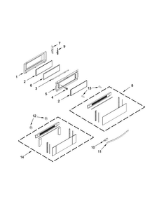 Upper Door Parts Diagram and Parts List for WGE755C0BH00  Whirlpool Range