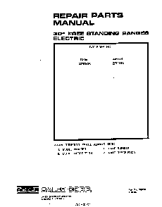 Front Cover Diagram and Parts List for 2275*0A  Roper Range