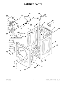 Cabinet Parts Diagram and Parts List for WGD560LHW4  Whirlpool Dryer